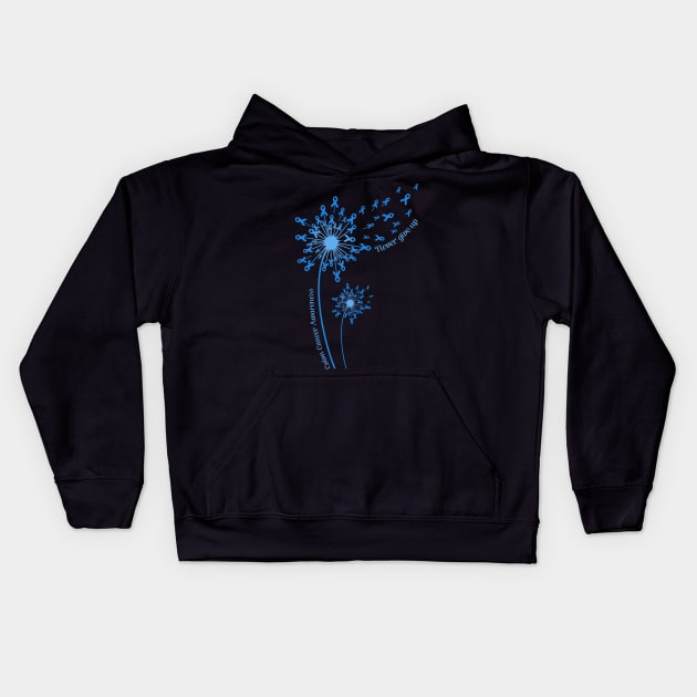 Dandelion Colon Cancer Awareness Never Give Up Kids Hoodie by Elliottda